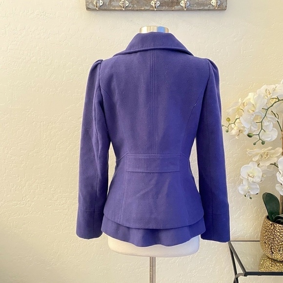 Steve Madden Womens Solid Blue Purple Pea Coat Size M - Picture 3 of 6